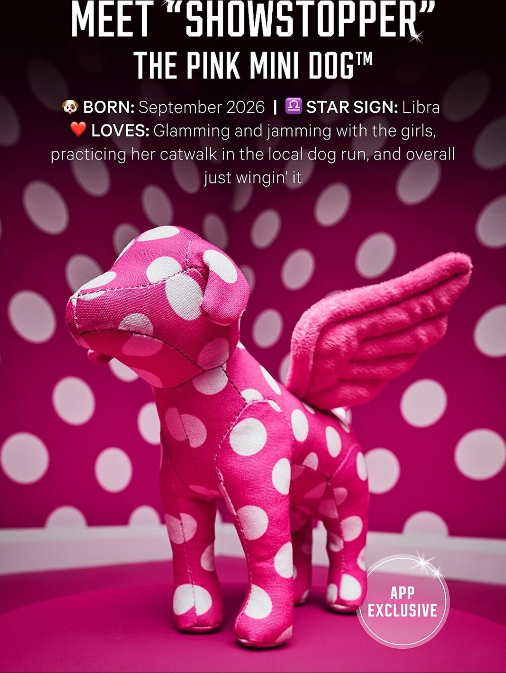 PINK SHOWSTOPPER Mini Dog Halftime Show Hollywood Pink Polka Dots FASHION SHOW